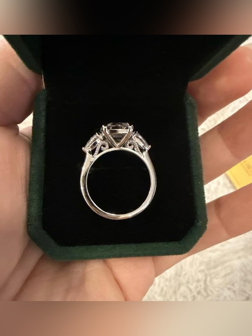 6 CTW 3 Stone Cushion Cut Moissanite Ring D VVS1 925 Silver 14K Gold GRA - Picture 3 of 5